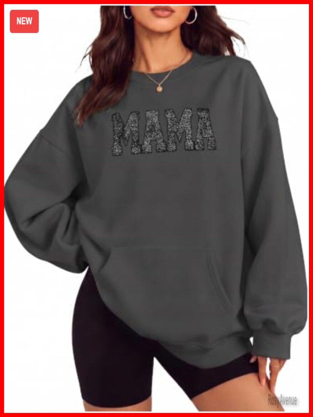 Womens Mama Graphic Sweatshirt Oversized Pullover Crewneck Pocket